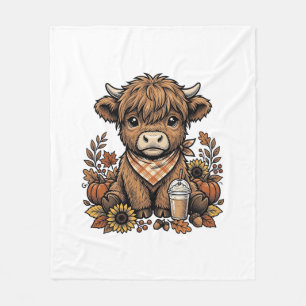 Herfst Hoogland Koe Vintage Herfst Boerderij Kunst Fleece Deken