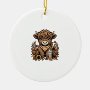 Herfst Hoogland Koe Vintage Herfst Boerderij Kunst Keramisch Ornament