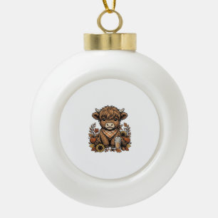 Herfst Hoogland Koe Vintage Herfst Boerderij Kunst Keramische Bal Ornament