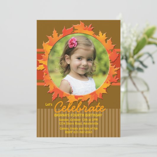 Herfst Hoop Foto Uitnodiging (Staand voorkant)