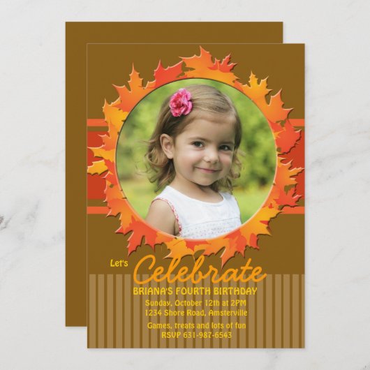 Herfst Hoop Foto Uitnodiging (Voorkant / Achterkant)