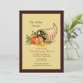 Herfst hoorn des overvloeds uitnodiging (Staand voorkant)