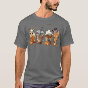Herfst Horror Latte Coffee Cups Ghost Halowe T-shirt