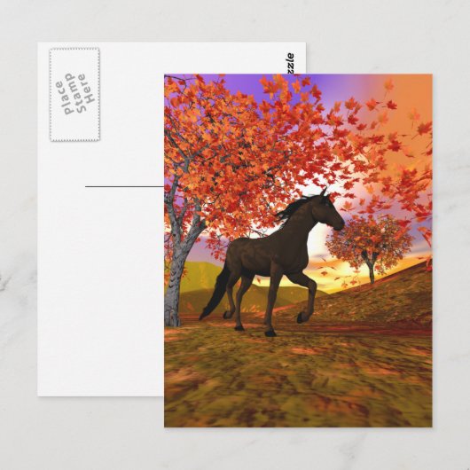 Herfst Horse Briefkaart (Voorkant / Achterkant)