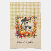 Herfst Horse Cowgirl Theedoek (Verticaal)