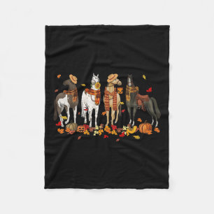 Herfst Horse Thanksgiving Horse Autumn Leaves West Fleece Deken