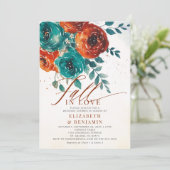 Herfst houdt van modern Blauwgroen Sinaasappel bru Kaart (Staand voorkant)