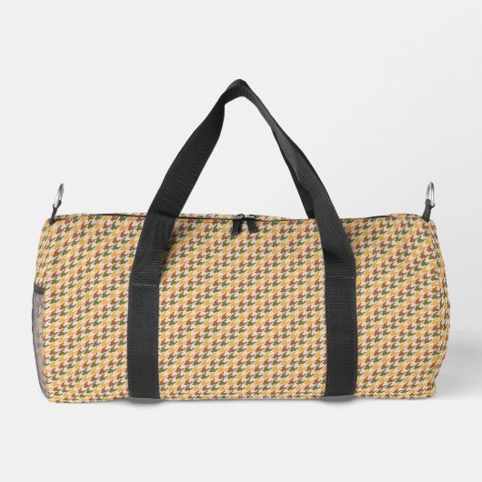 Herfst Houndstooth Tan Duffel Bag Plunjezak (Achterkant)