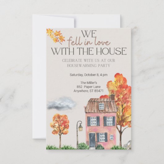 Herfst Housewarming Party | Herfst Waterverf Kaart (Voorkant)