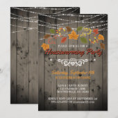 Herfst Housewarming Party Rustic Wood String Light Kaart (Voorkant / Achterkant)