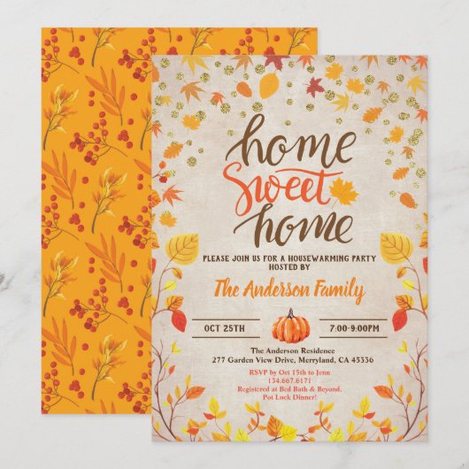 Herfst housewarming party rustieke  coed shower kaart (Voorkant / Achterkant)