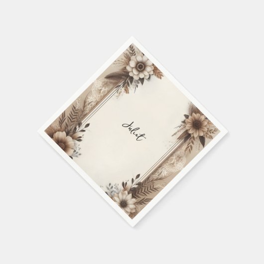 Herfst Hout Papier Recycled Papier Bruidsfeest Servet (Hoek)