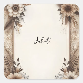 Herfst Hout Papier Recycled Papier Bruidsfeest Vierkante Sticker