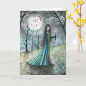 Herfst Hout Vampier Gotische Kaart Notecard (Gele Bloem)