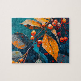 Herfst houten blaadjes geschilderd. Herfst geblade Legpuzzel