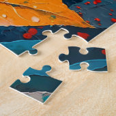 Herfst houten blaadjes geschilderd. Herfst geblade Legpuzzel (Zijkant)