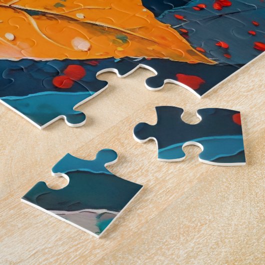 Herfst houten blaadjes geschilderd. Herfst geblade Legpuzzel (Zijkant)