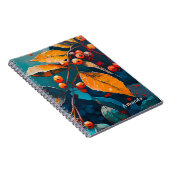 Herfst houten blaadjes geschilderd. Natuur bloemen Notitieboek (Rechterzijde)