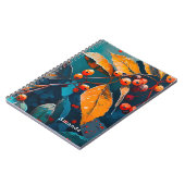 Herfst houten blaadjes geschilderd. Natuur bloemen Notitieboek (Linkerzijde)