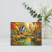 Herfst Huis Meer Briefkaart (Staand voorkant)