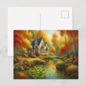 Herfst Huis Meer Briefkaart (Voorkant / Achterkant)