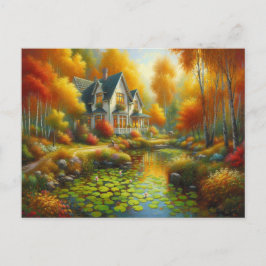 Herfst Huis Meer  Briefkaart