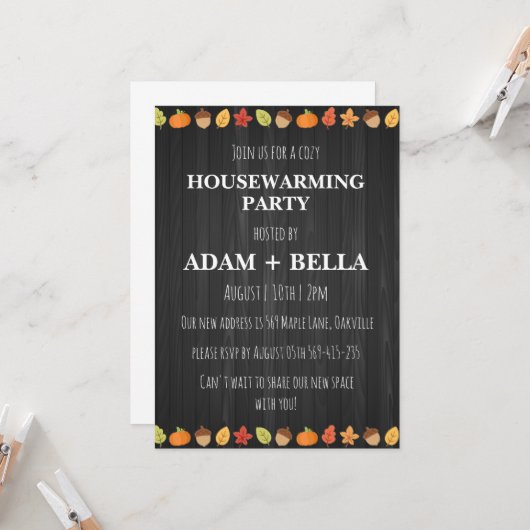 herfst huis verwarmingsuitnodigingen kaart (Voorkant / Achterkant in situ)