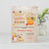 Herfst huisopwarmingspartij rustige  pompoen kaart (Staand voorkant)