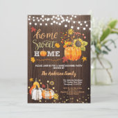 Herfst huiswarmpartij roestvrij hout kaart (Staand voorkant)