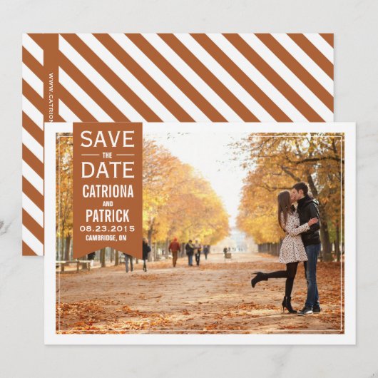 Herfst Huwelijk Frame Save the Date Aankondiging (Voorkant / Achterkant)
