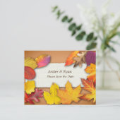 Herfst Huwelijk, Herfstkleuren, Bewaar de Datum Briefkaart (Staand voorkant)