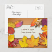 Herfst Huwelijk, Herfstkleuren, Bewaar de Datum Briefkaart (Voorkant / Achterkant)