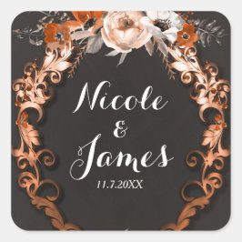 Herfst Huwelijk Oranje Bloemen Favoriet Vierkante Sticker