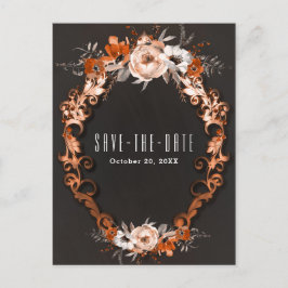 Herfst Huwelijk Oranje Bloemen Save the Date Aankondigingskaart