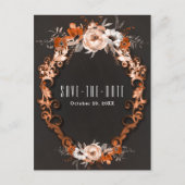 Herfst Huwelijk Oranje Bloemige Save the Date Aankondigingskaart (Voorkant)