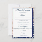Herfst Huwelijk RSVP - Champagne en Marineblauw Kaart (Voorkant)