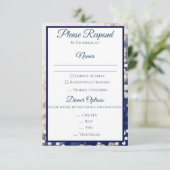 Herfst Huwelijk RSVP - Champagne en Marineblauw Kaart (Staand voorkant)
