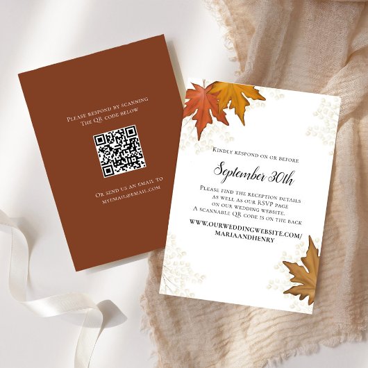 Herfst Huwelijk RSVP QR Code Kaartje