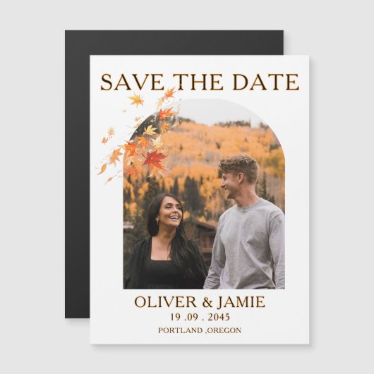 Herfst Huwelijk Save the Date Magnetische Kaart (Voorkant / Achterkant)