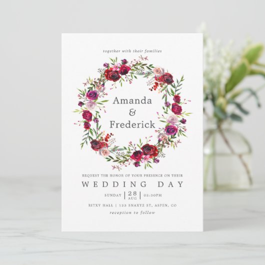 Herfst Huwelijks Bloem Uitnodiging (Staand voorkant)