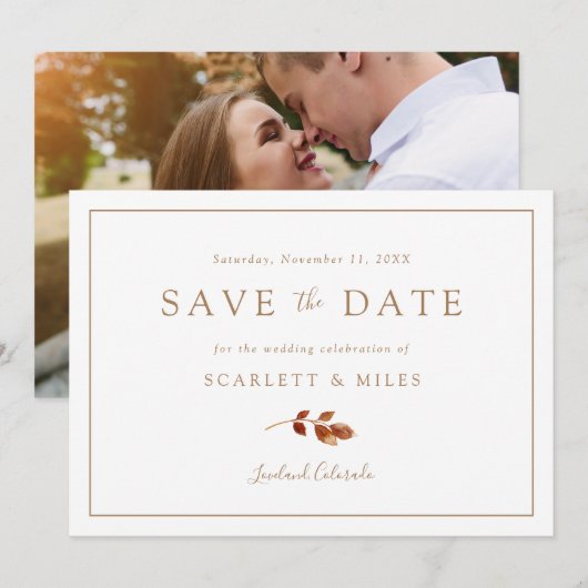 Herfst Huwelijksfoto Save The Date (Voorkant / Achterkant)
