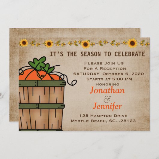 Herfst Huwelijksreceptie Uitnodiging (Voorkant / Achterkant)