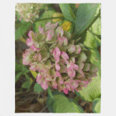 Herfst Hydrangea Bloei met Gouden Hosta Bladeren Fleece Deken (Voorkant)