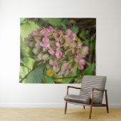 Herfst Hydrangea Bloei met Gouden Hosta Bladeren Wandkleed (In Situ (horizontaal))