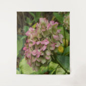 Herfst Hydrangea Bloei met Gouden Hosta Bladeren Wandkleed (Voorkant)