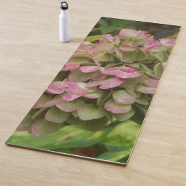 Herfst Hydrangea Bloei met Gouden Hosta Bladeren Yogamat