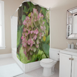 Herfst Hydrangea Bloom met Golden Hosta Leaves Douchegordijn