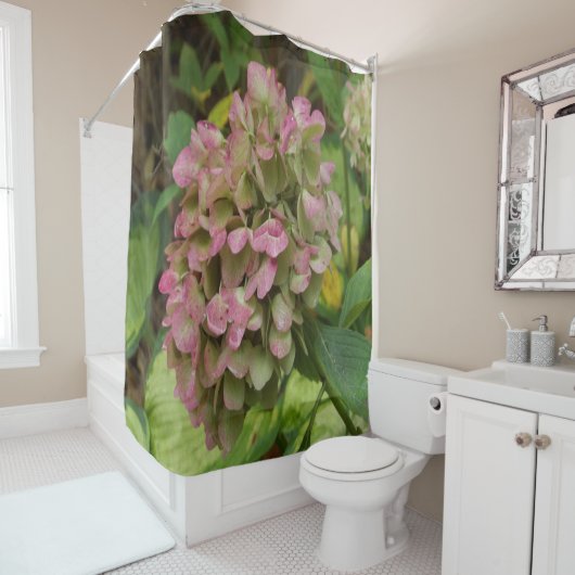 Herfst Hydrangea Bloom met Golden Hosta Leaves Douchegordijn (In situ)