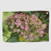 Herfst Hydrangea Bloom met Golden Hosta Leaves Golfhanddoek (Horizontaal)