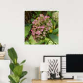 Herfst Hydrangea Bloom met Golden Hosta Leaves Poster (Thuiskantoor)
